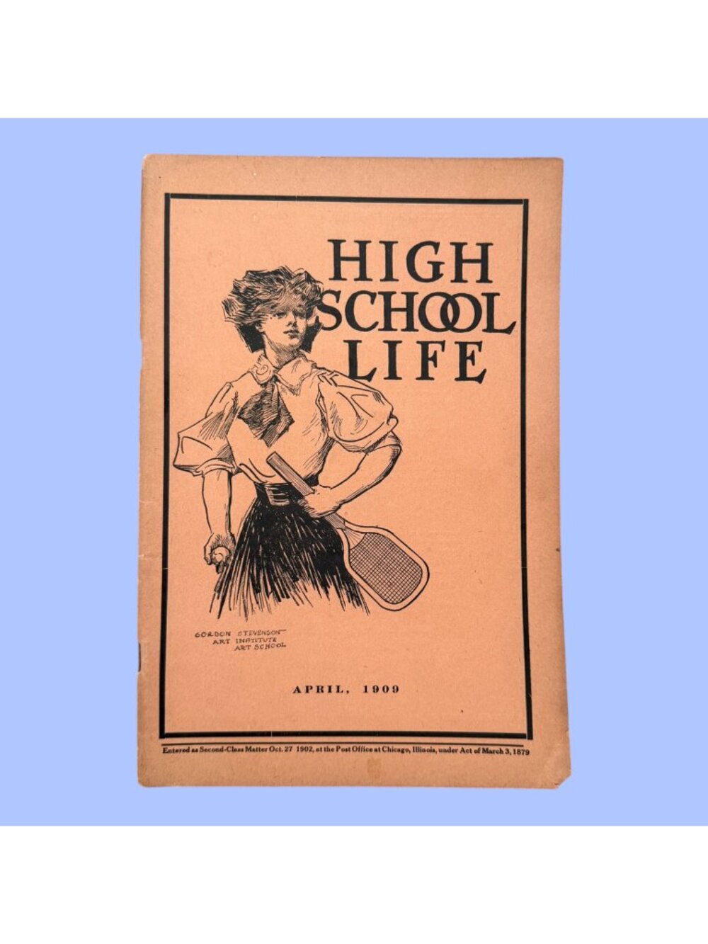 Antique High School Life April, 1909 Student-Centric Art Magazine Ephemera